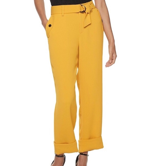 BOHO Style CARA & SANTANA (Apt.9) Mustard CAPRI PANTS Loosely Fit Size 10 - Picture 7 of 13